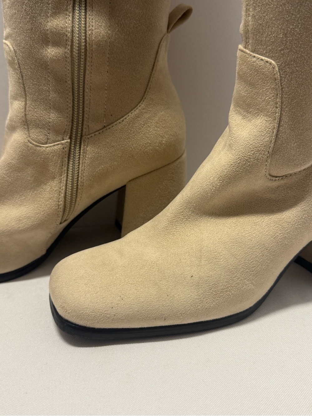 Jeffrey Campbell Beige Tall Block Heel Boots - Picture 2 of 9